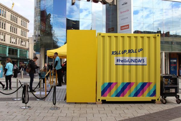 UNIDAYS Shipping Container conversion experiential pop-up event
